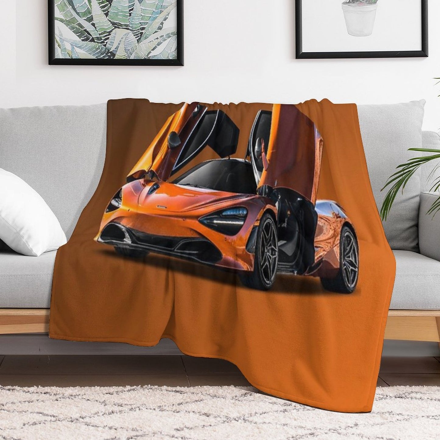 Orange Super McLaren P1 Formula 1 Design Throw Blanket