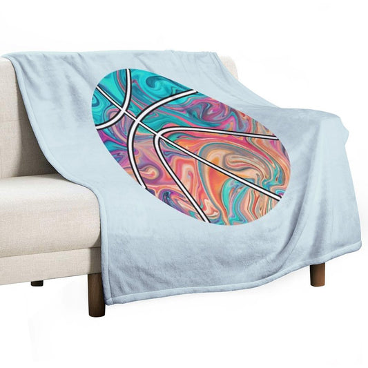 Basketball Ball Watercolors Throw Blanket
