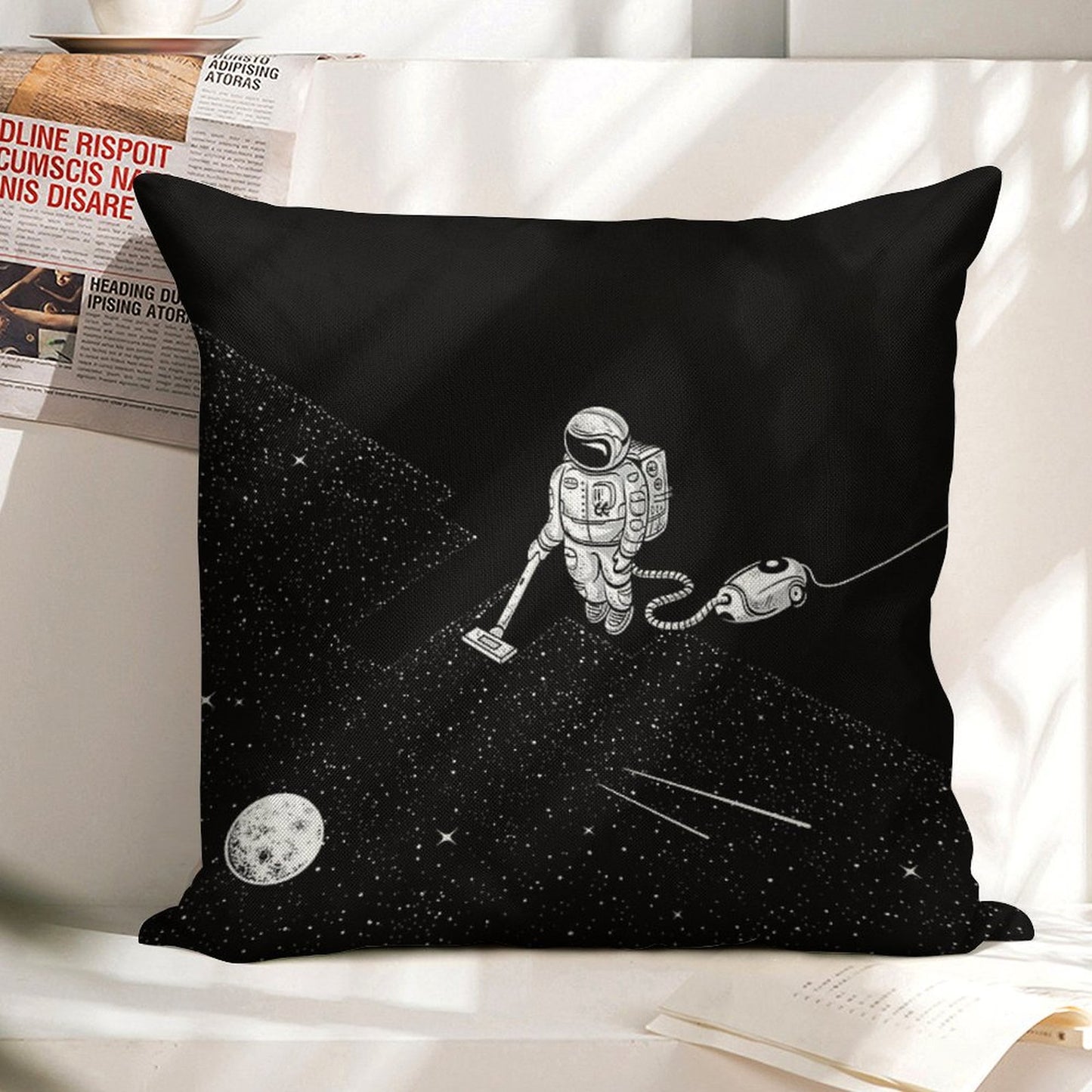 Space Cleaner Linen Throw Pillow Cover