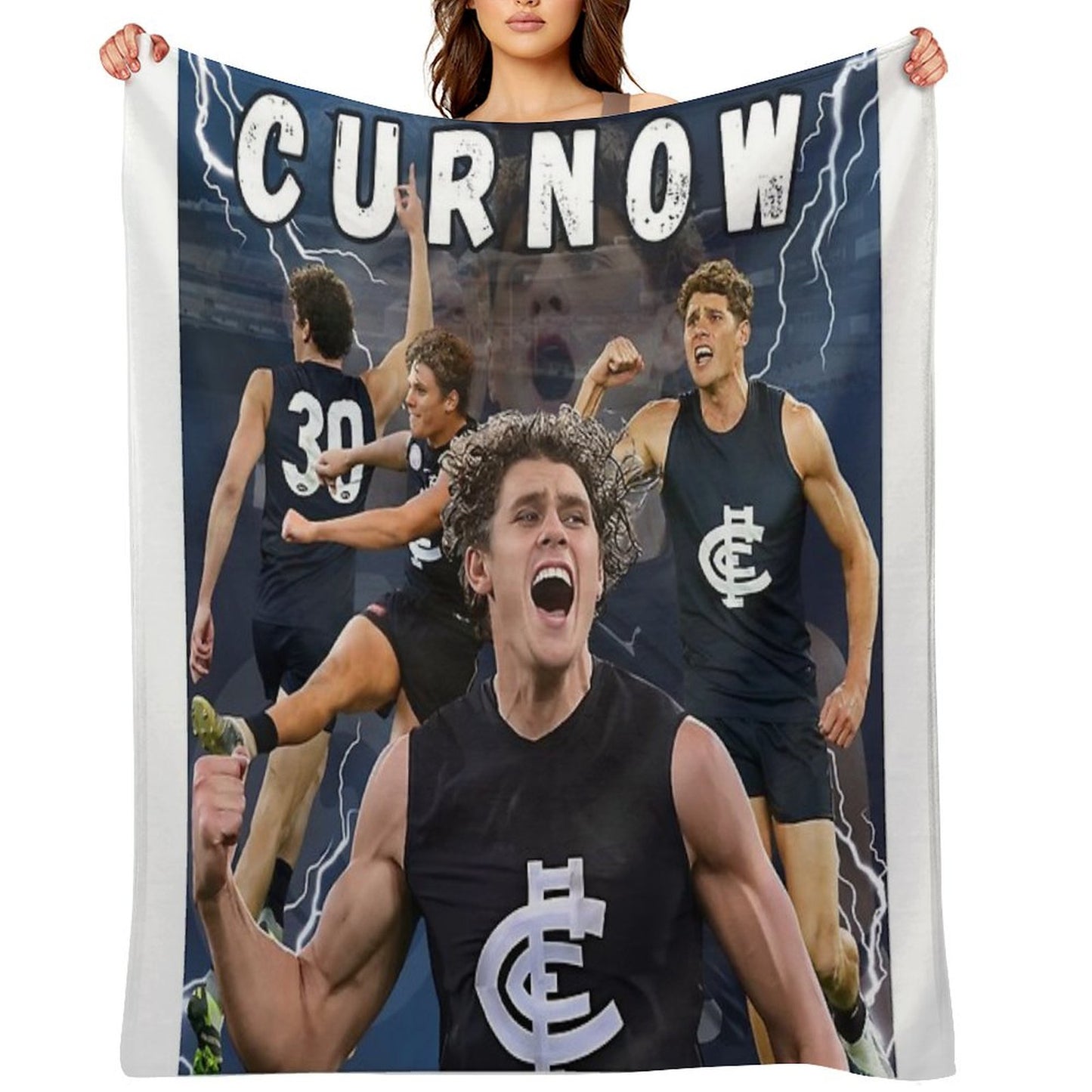 Charlie Curnow Carlton Football Club AFL Player Throw Blanket