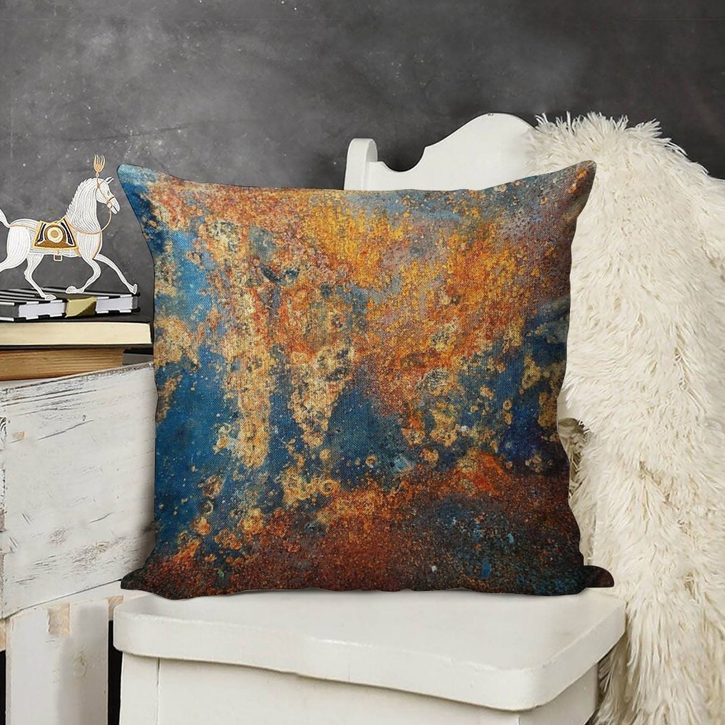 Autumnal Rust Linen Throw Pillow Cover