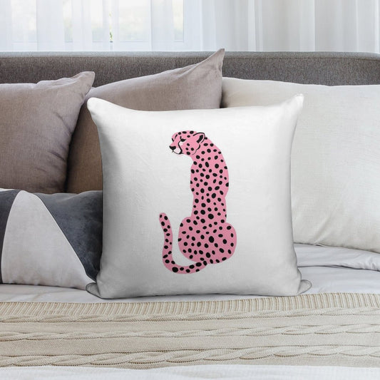 Pink Cheetahleopard Soft Hidden Zipper Throw Pillow