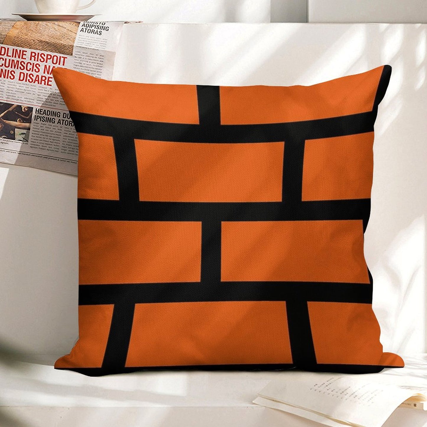 Brick Smash Linen Throw Pillow Cover
