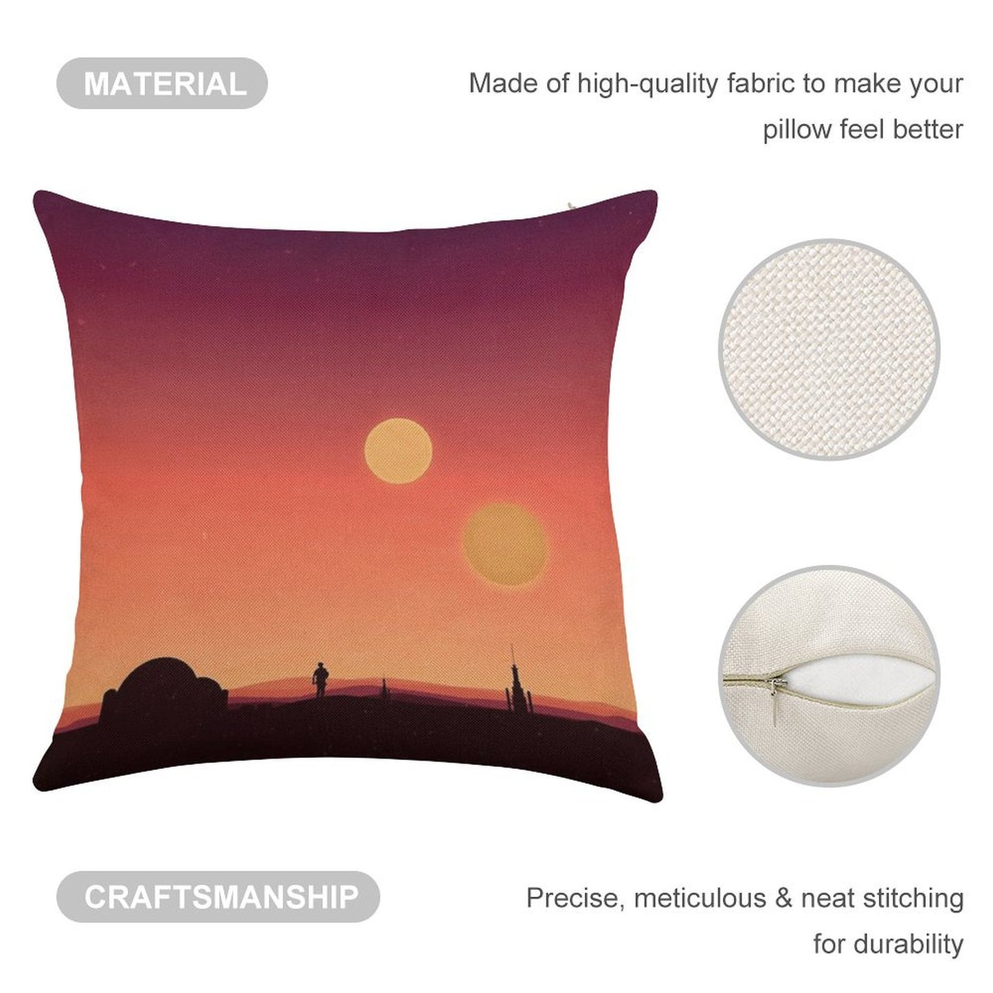 Tatooine Linen Throw Pillow Cover