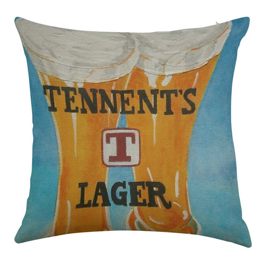 Tennents Lager Linen Throw Pillow Cover