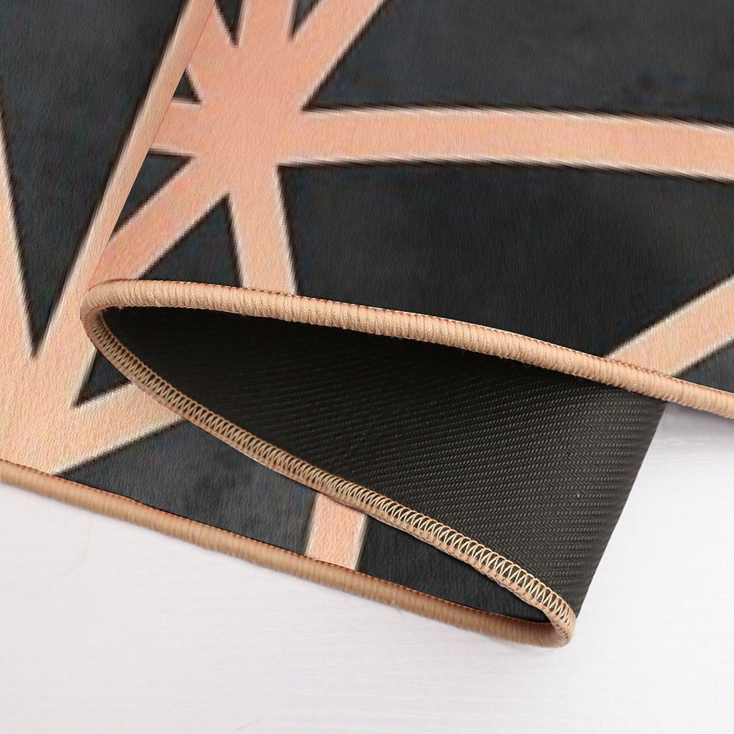 Black And Copper Geo Non-Slip Bath Mat