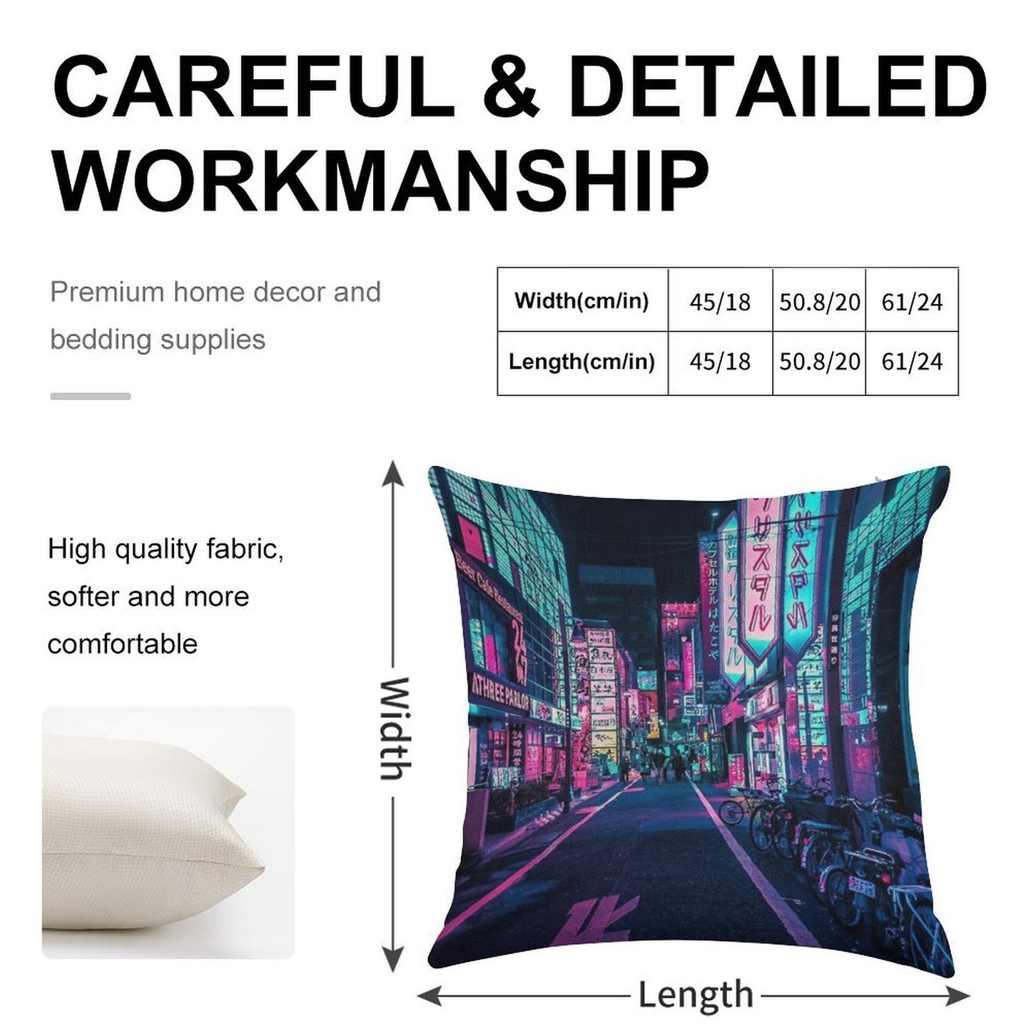 Tokyo - A Neon Wonderland Linen Throw Pillow Cover