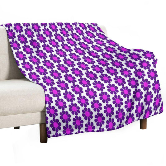 Purple Pink Hippy Flower Daisy Throw Blanket