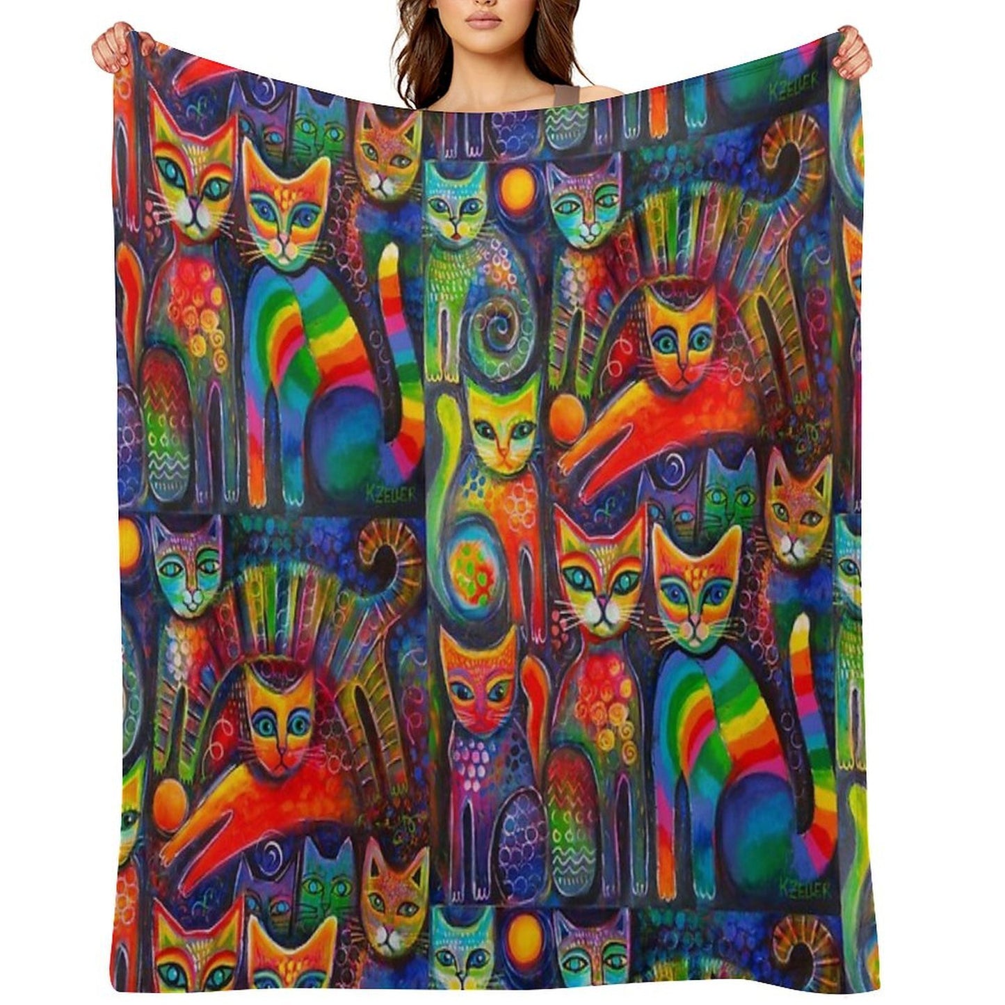 Rainbow Cats Acrylics Throw Blanket