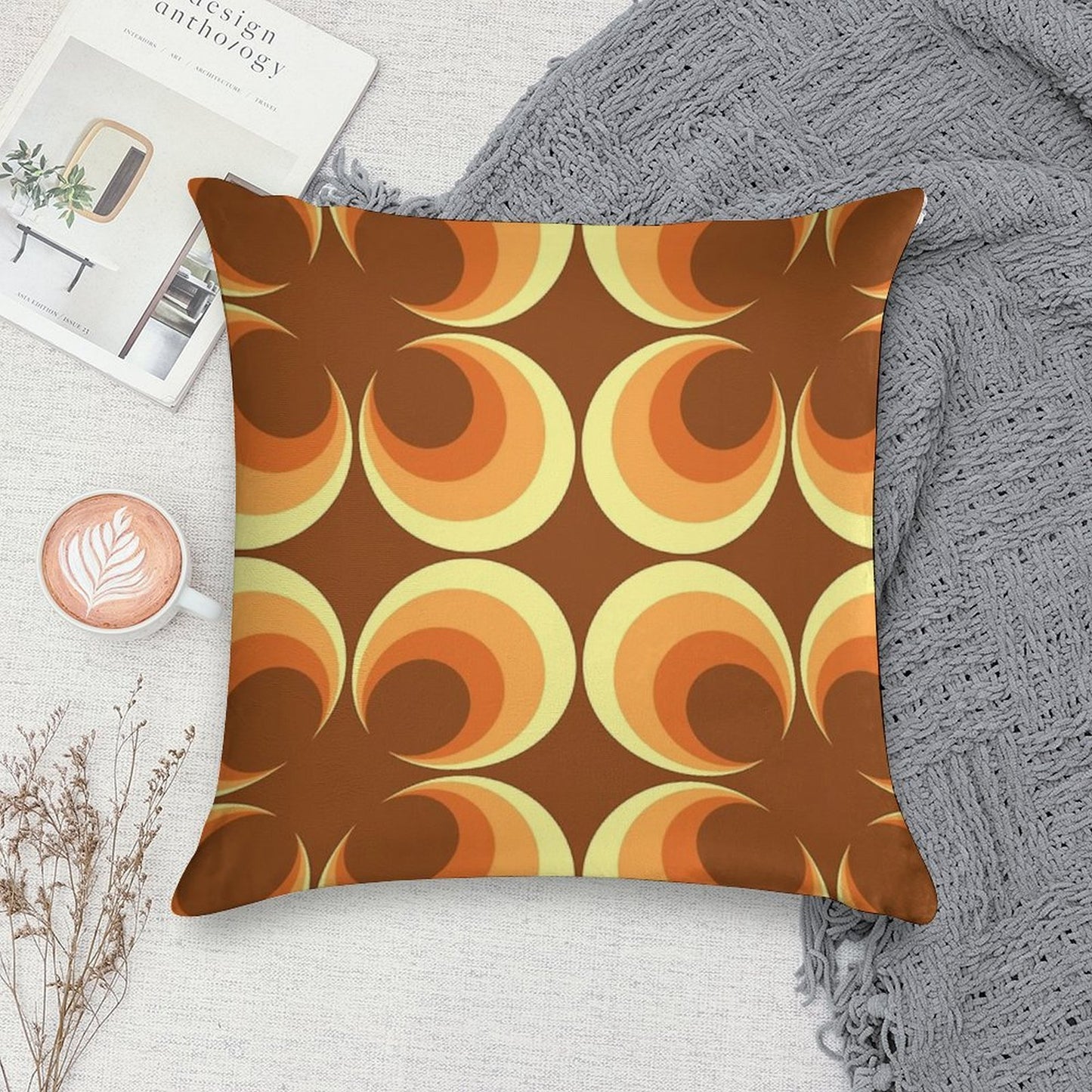 70's Retro 2 Starburst Soft Short Plush Fabric Throw Pillow