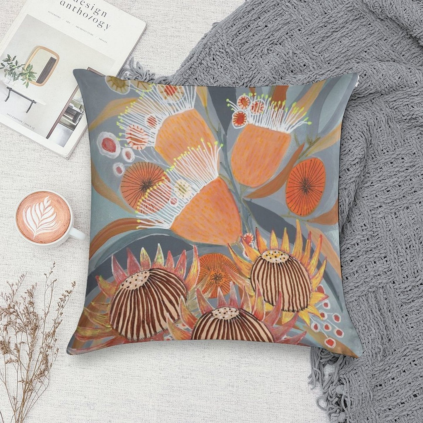 Australian Boquet Soft Shrink-Resistant Throw Pillow