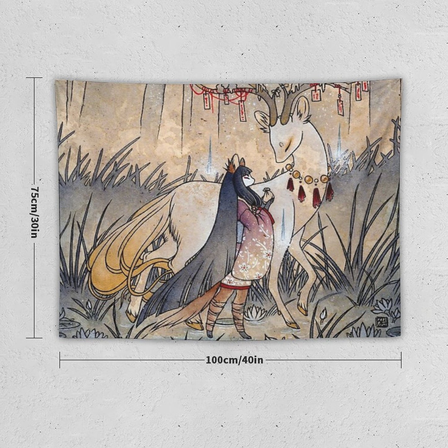 The Meeting of The Fox And Wish Spirit Tapestry