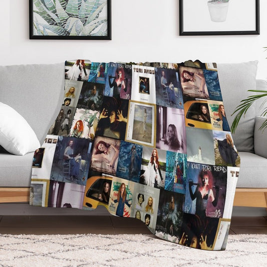 Tori Amos Album Records Collage Collection Print Throw Blanket