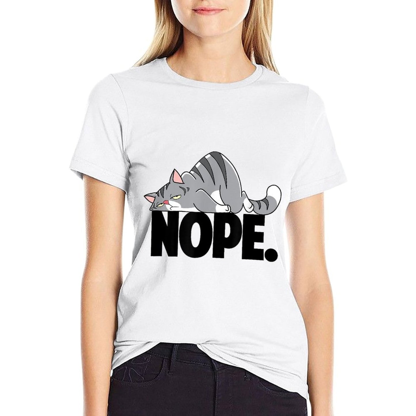 Nope Not Today Cute Tired Cat Tshirt Summer-ready Fabric T-Shirt