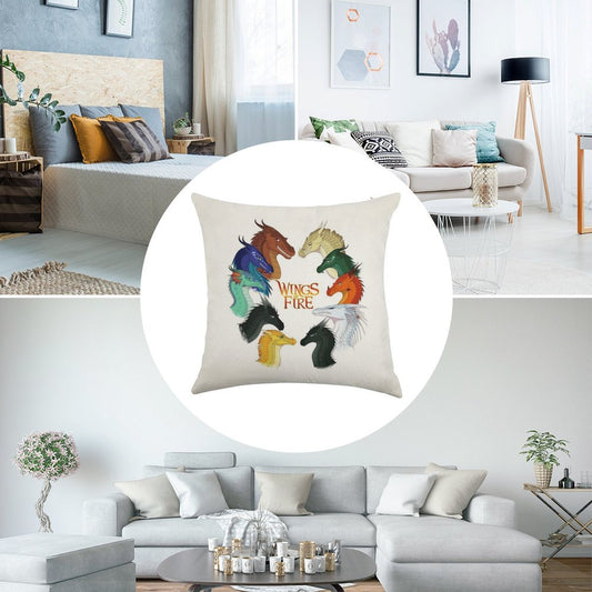 Wings of Fire - All Together Linen Throw Pillow Cover
