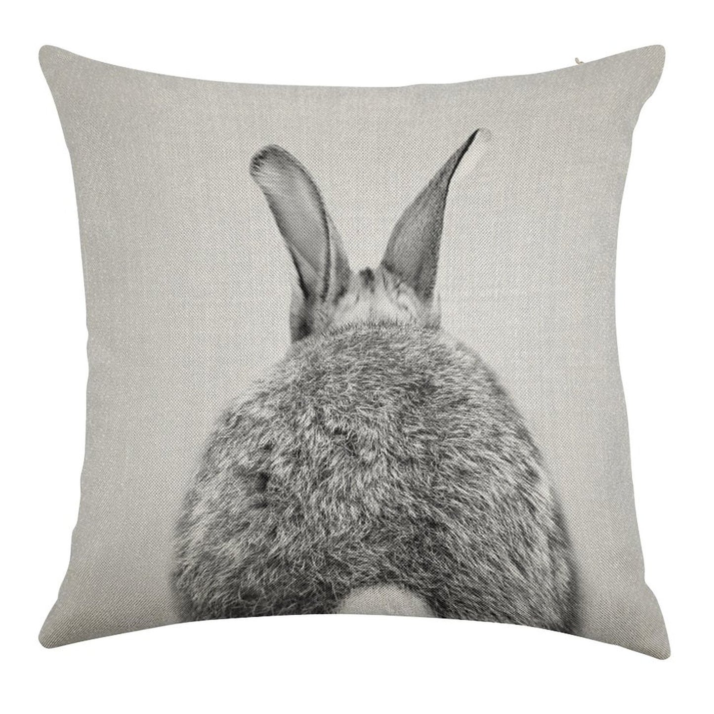 Rabbit Tail - Black & White Linen Throw Pillow Cover