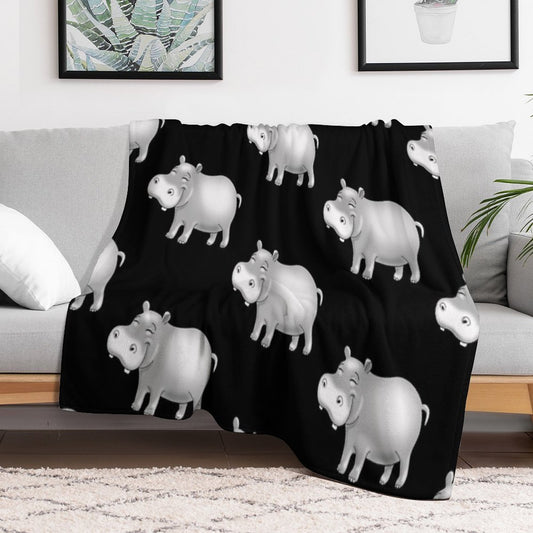 Hippo Cute Hippopotamus Throw Blanket