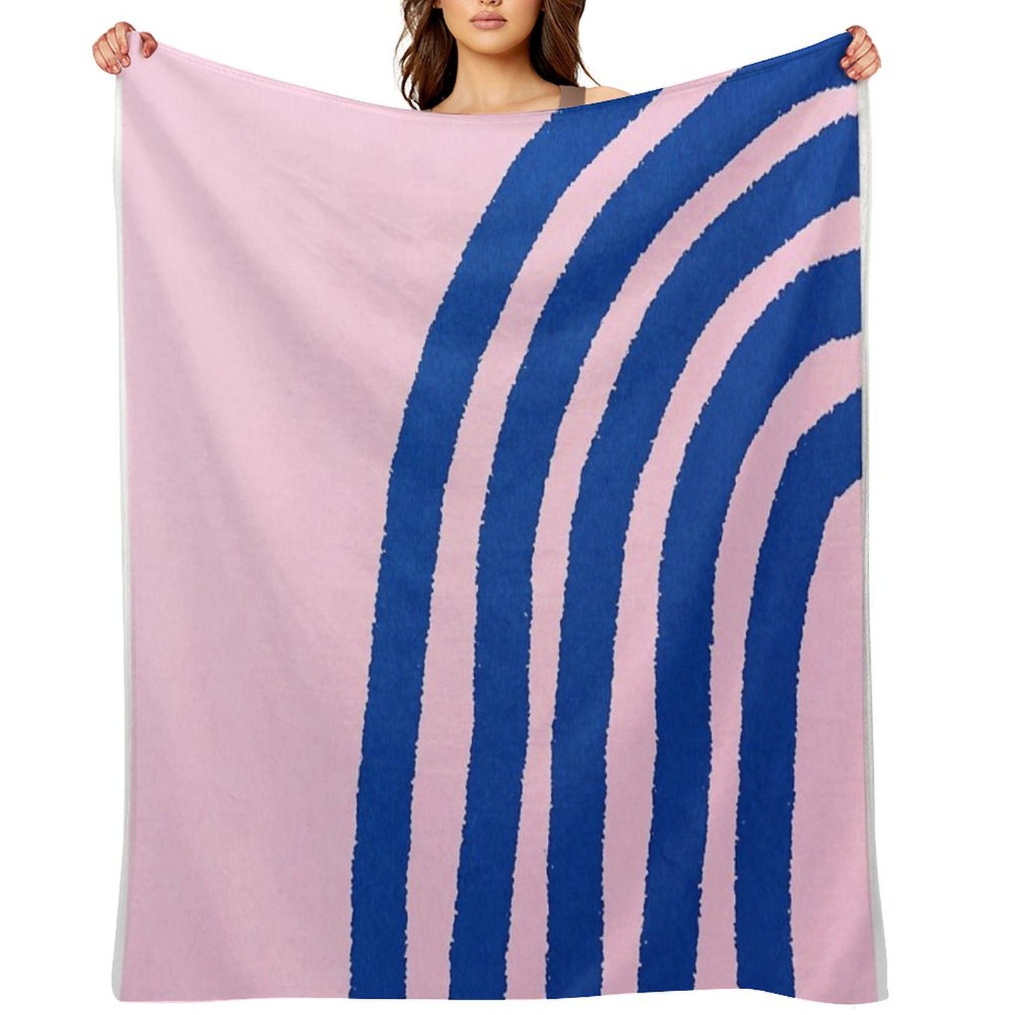 Blue Lines, Abstract Pattern, Mid Century Abstract Art Throw Blanket