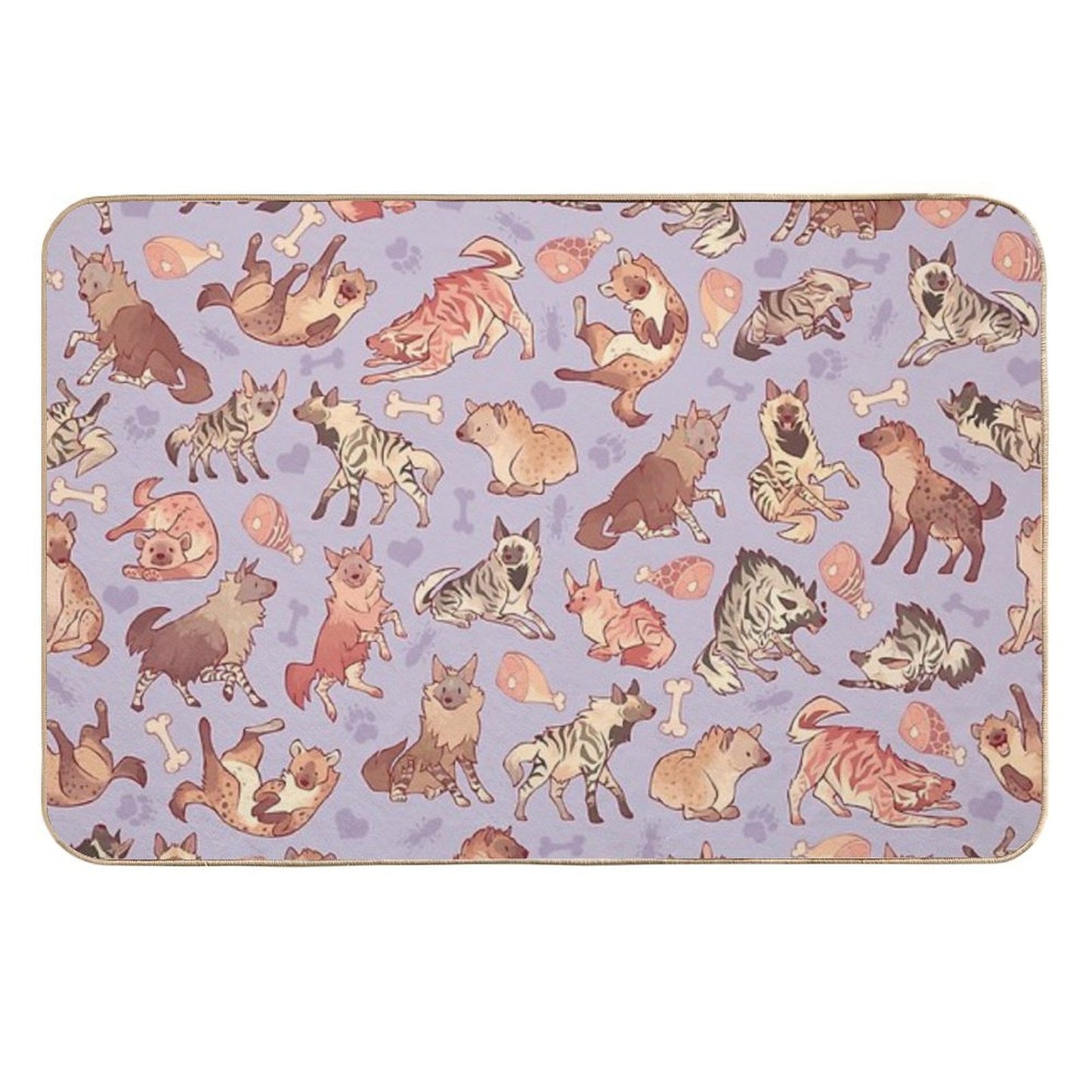 Hyenas in Lavender Multi-Purpose Bath Mat