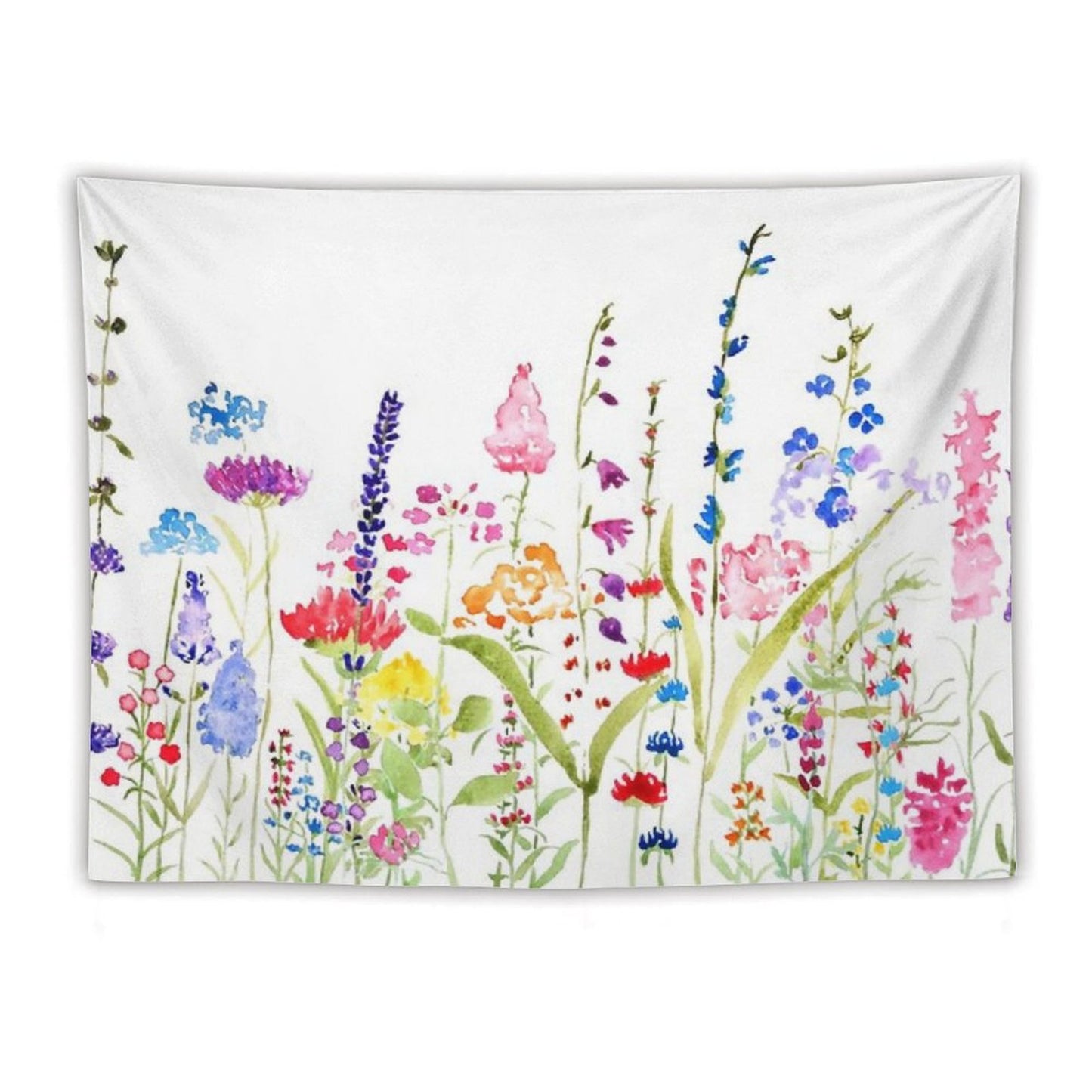 Hand Painted Colorful Wild Flower Field Tapestry