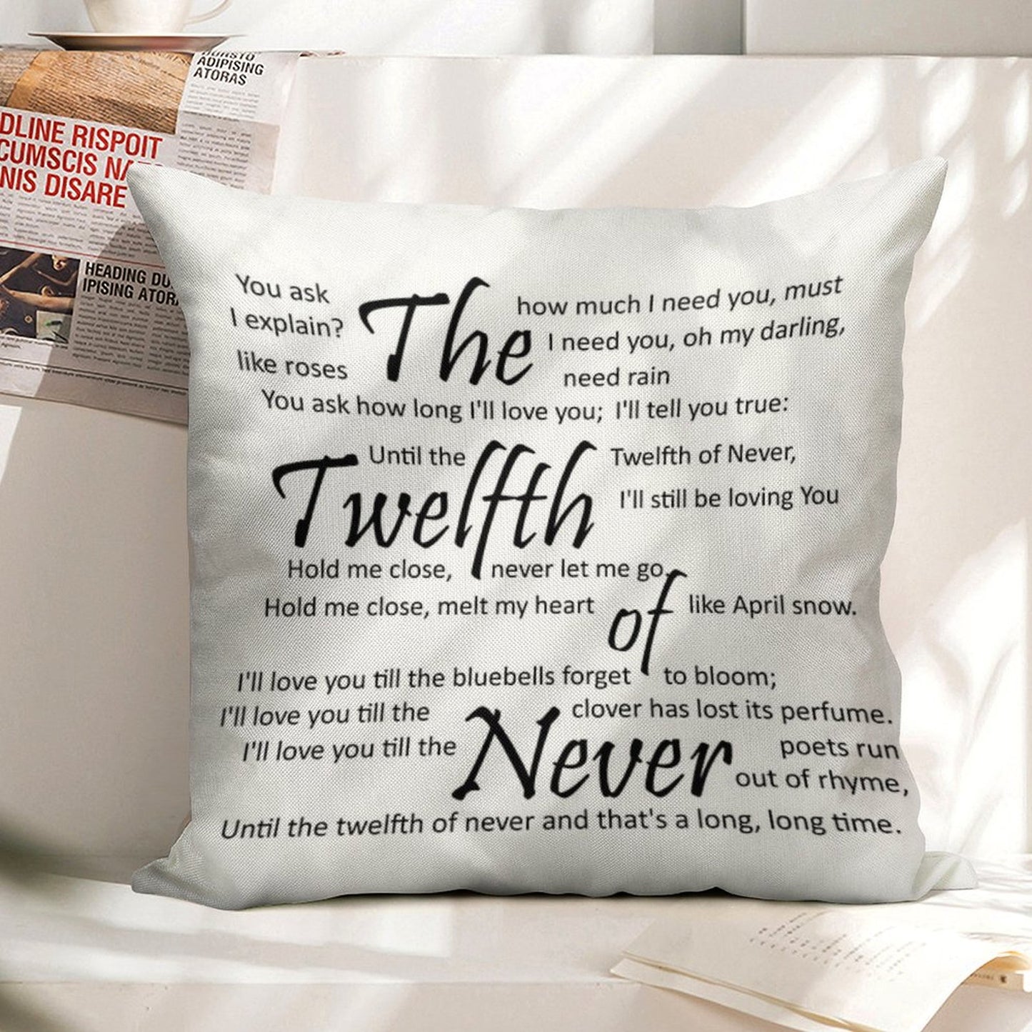 The Twelfth of Never Linen Throw Pillow Cover
