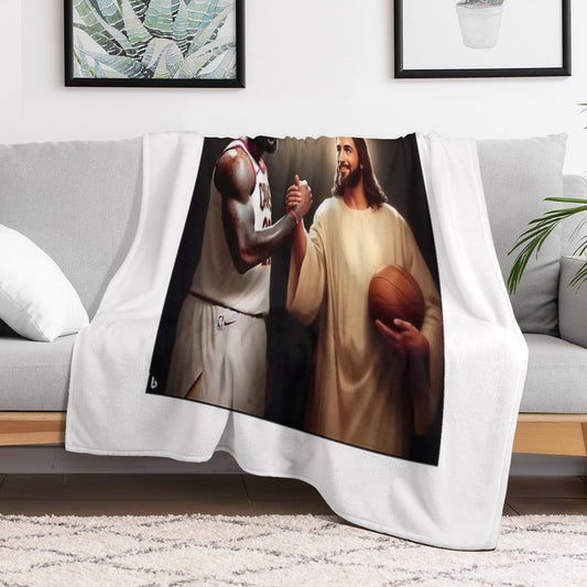 Lebron James + Jesus Throw Blanket