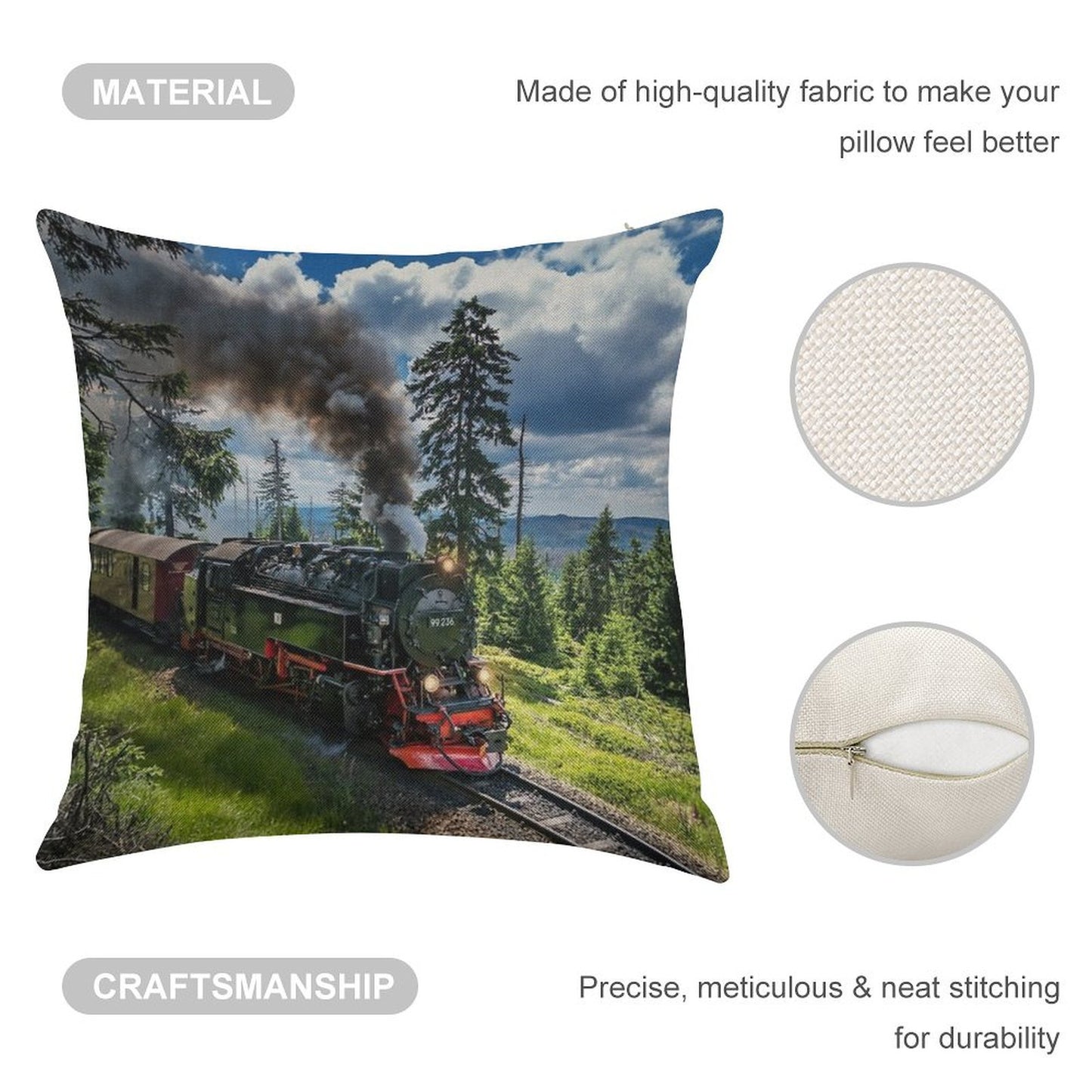 Steam Locomotive - Harz Narrow Gauge Railways (Germany) Linen Throw Pillow Cover