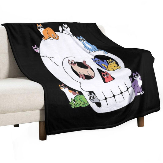 Skull Is Full of Cats Throw Blanket