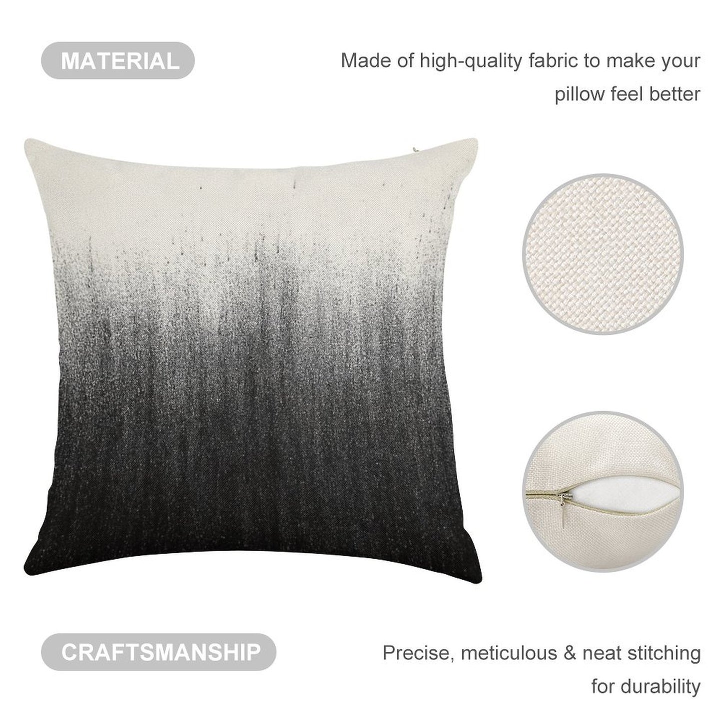 Charcoal Ombré Linen Throw Pillow Cover