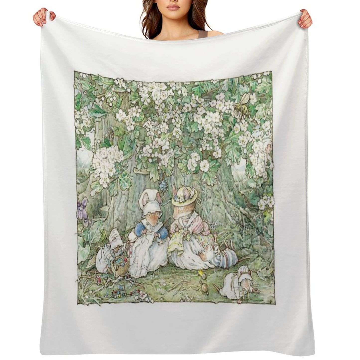 Brambly Hedge - Hawthorn Blossom And Babies Throw Blanket
