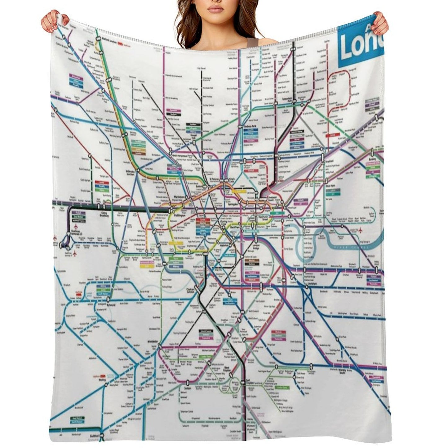 London AllRail Map Throw Blanket