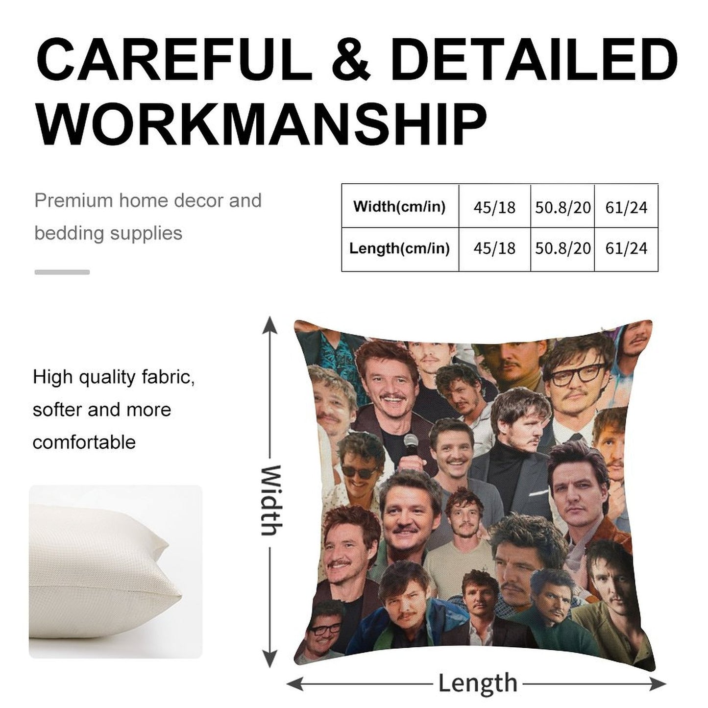 Pedro Pascal Photo Collage Linen Throw Pillow Cover