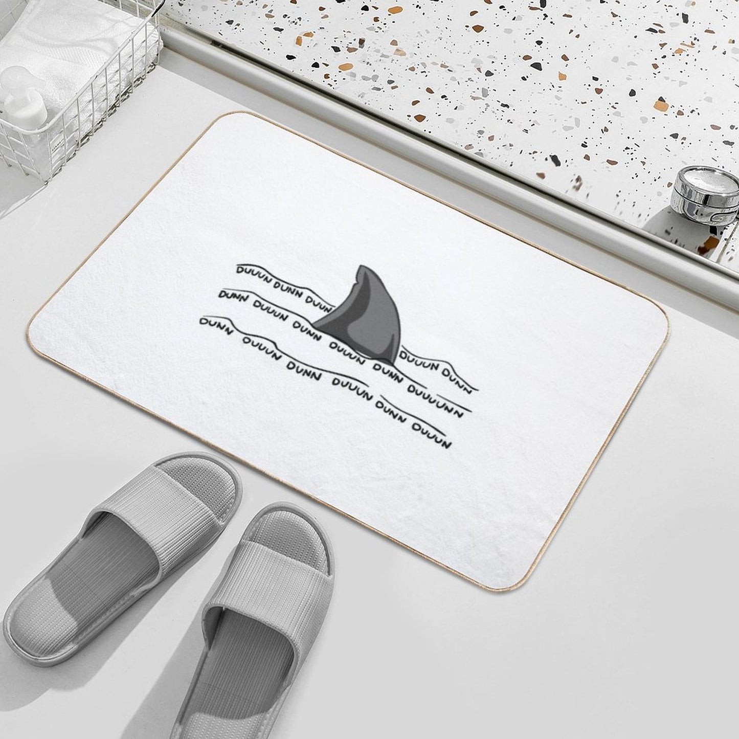Jaws Funny Shark Melody Motif Bath Mat