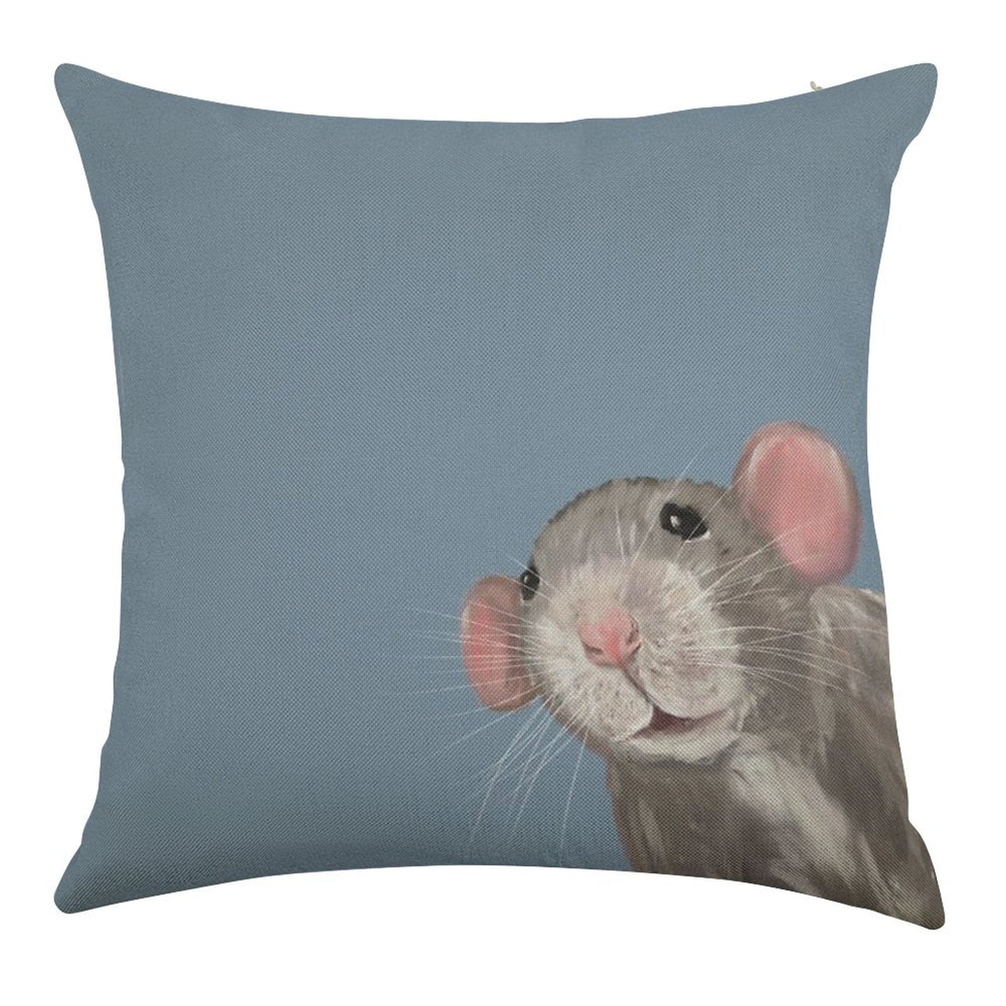 The Peeking Rat Linen Throw Pillow Cover