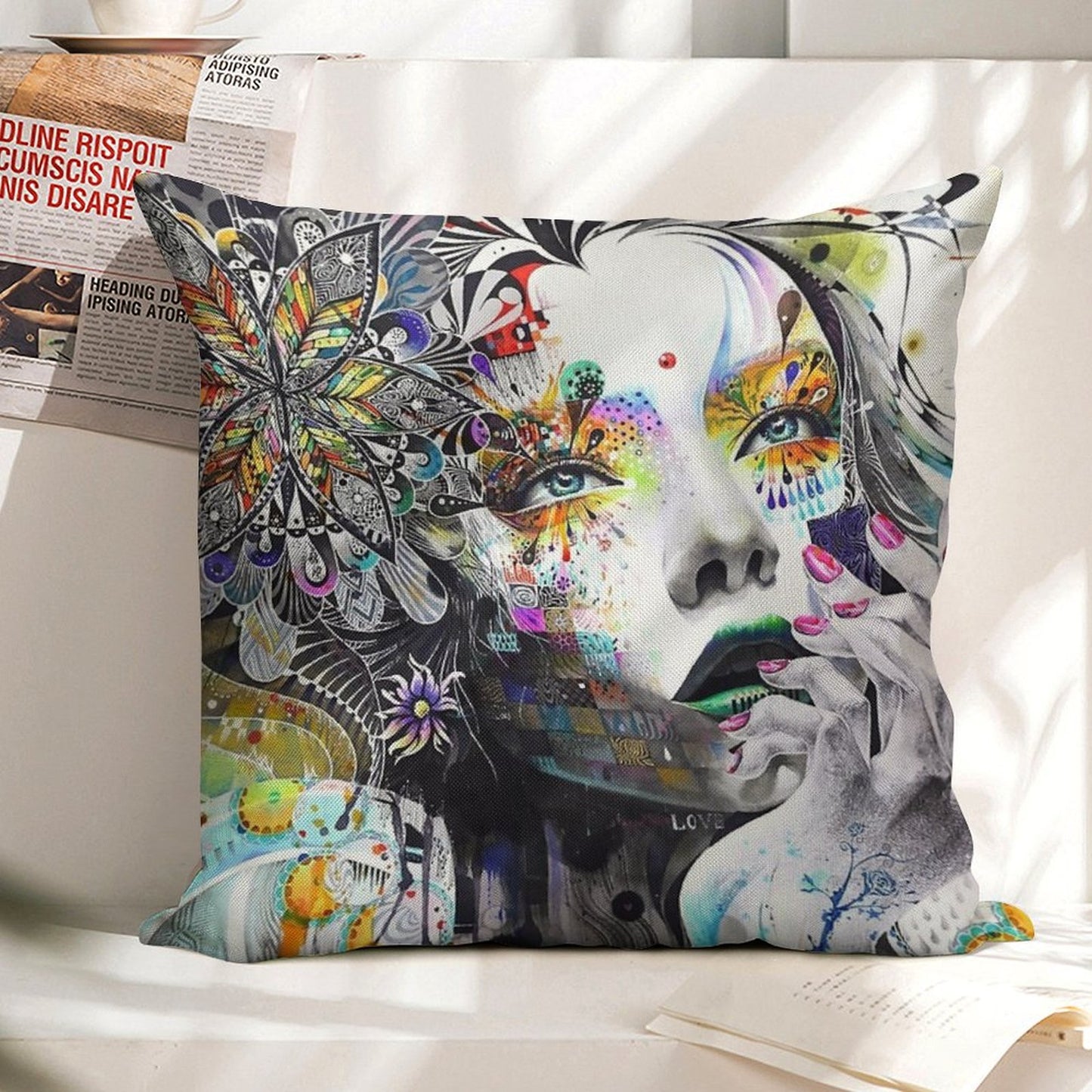 Banksy Urban Princess Graffiti Oil Painting Linen Throw Pillow Cover