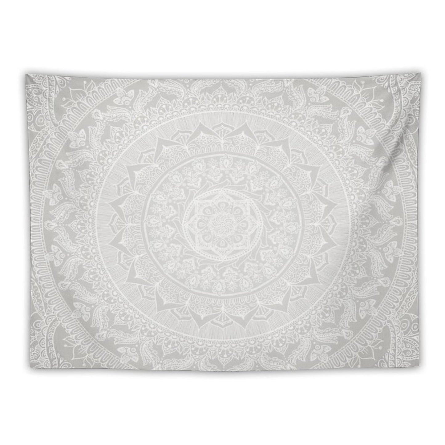 Mandala Soft Gray Tapestry