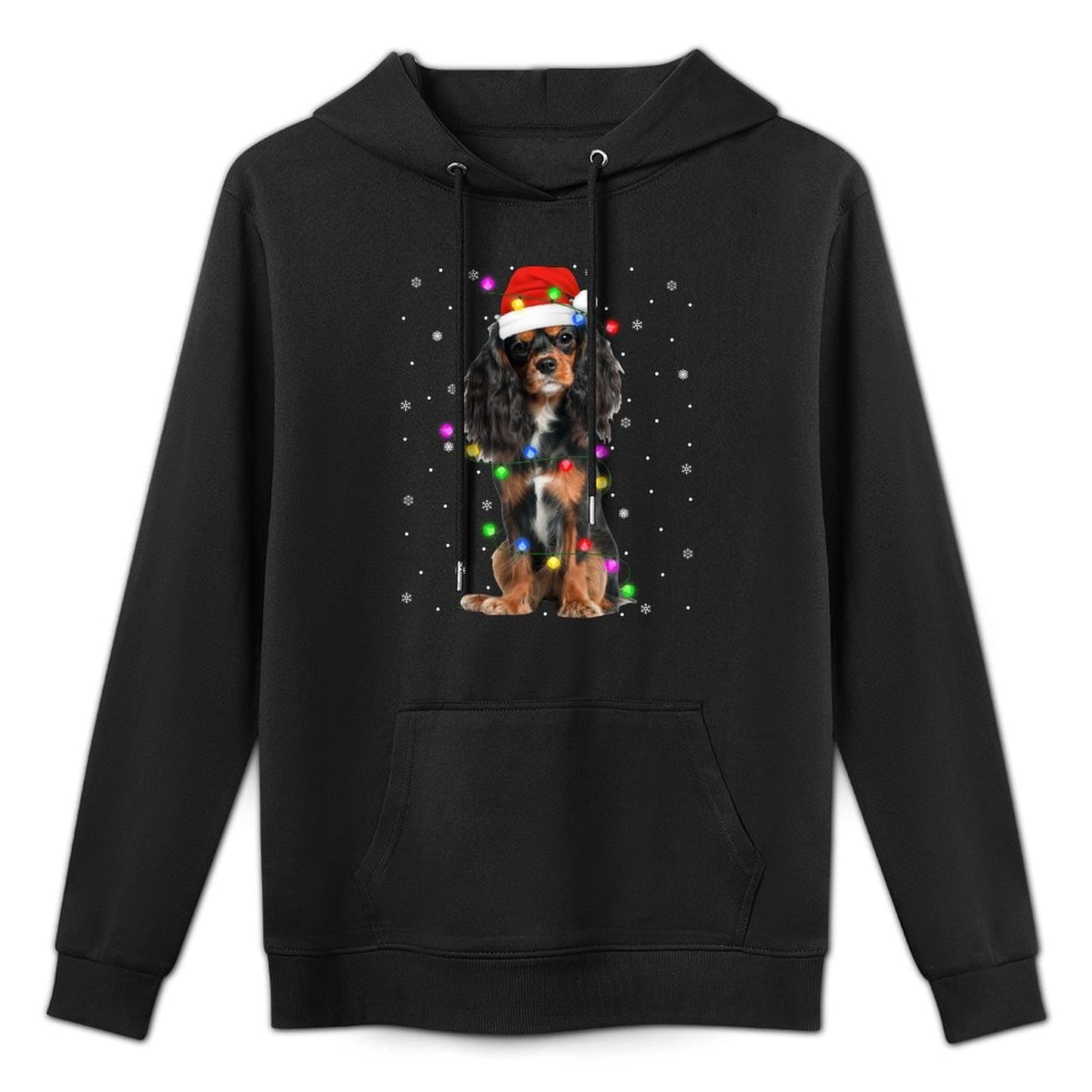 Cavalier King Charles Spaniel Dog Christmas Lights Xmas Cotton-Polyester Blend Hoodie