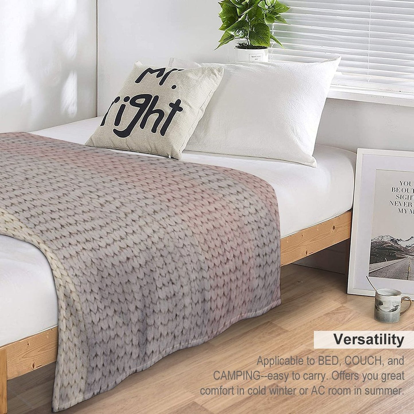 Pastel Knitted Texture in Soft Stripes Throw Blanket