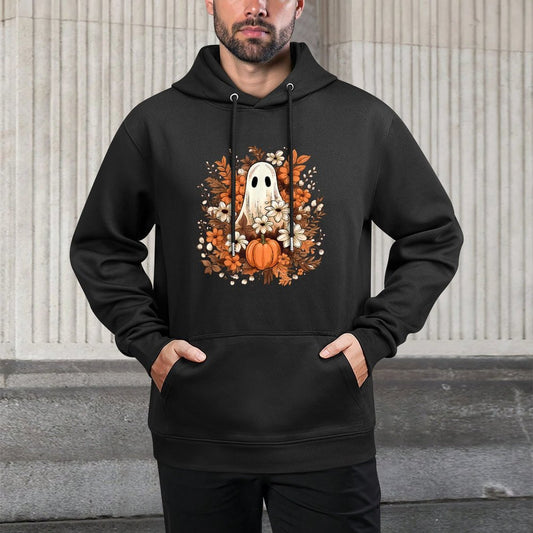 Cottagecore Floral Ghost Vintage Pumpkin Fall Halloween Relaxed Fit Hoodie
