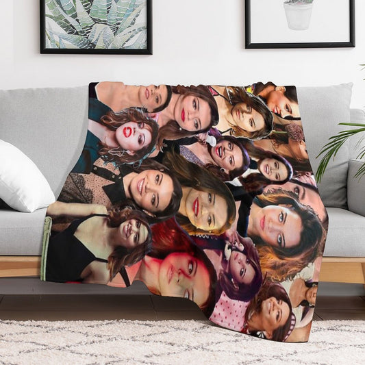 Aubrey Plaza Photo Collage Throw Blanket