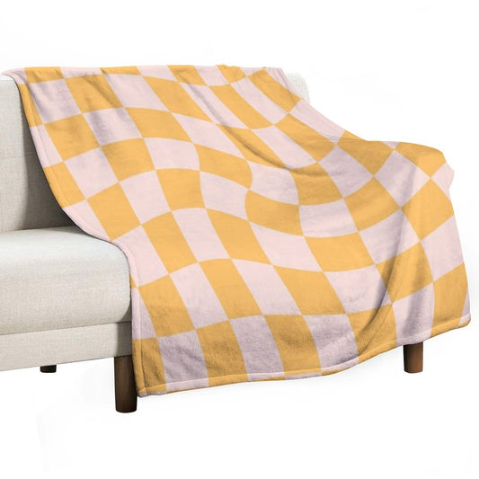 Check I - Yellow Twist Throw Blanket