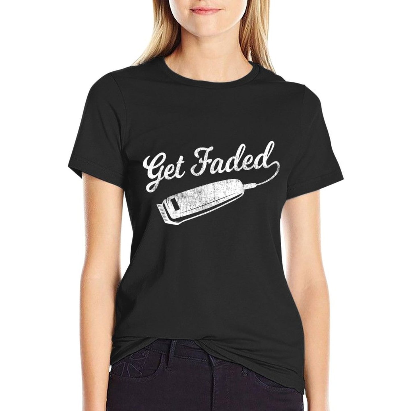Vintage Distressed Barber - Get Faded Script Tail Te T-Shirt