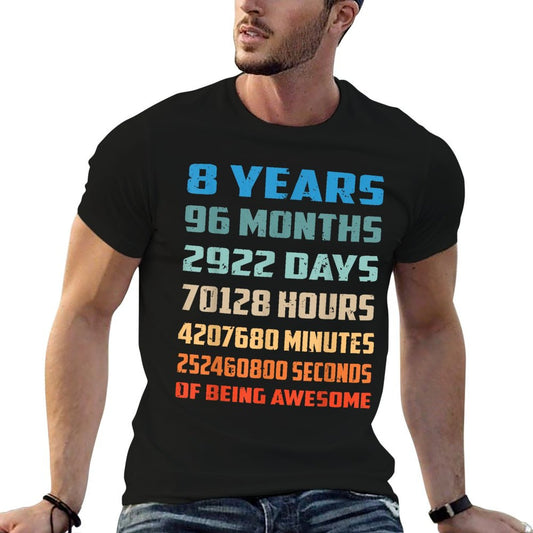 8th Birthday Boy Kids Youth Shirt 8 Years Old Being Awesome T-Shirt