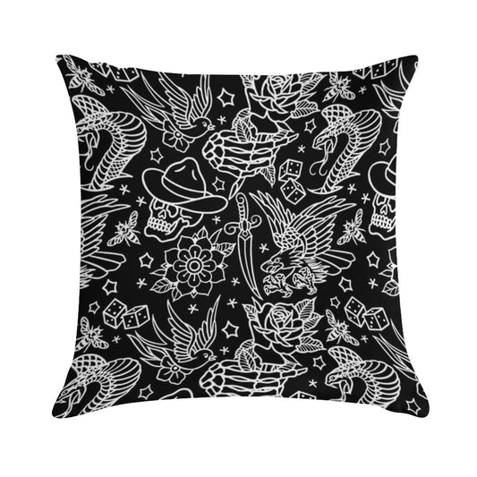 American Traditional Tattoo Flash Print Soft Reinforced Edging Throw Pillow