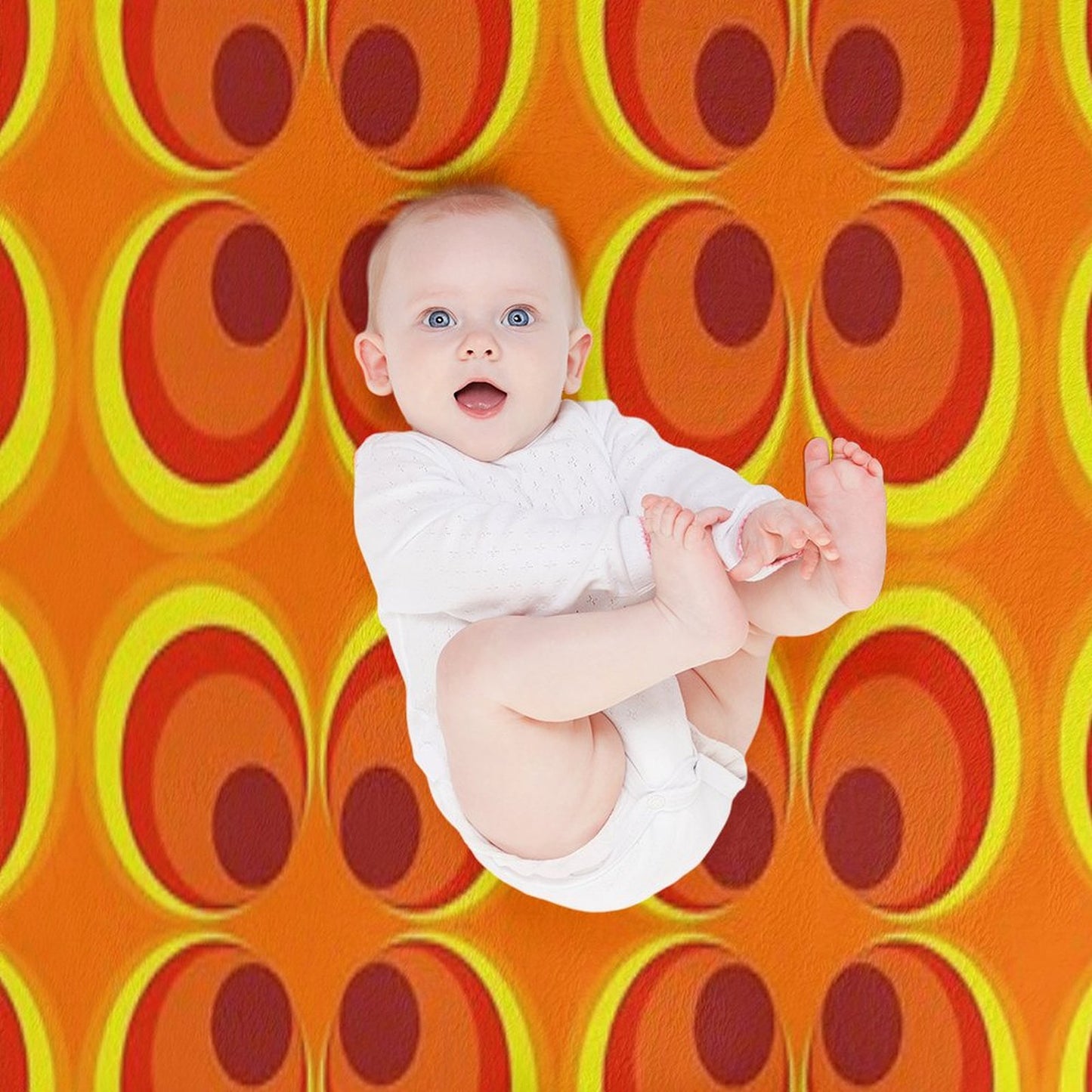 1970s Burnt Orange Retro Design Throw Blanket
