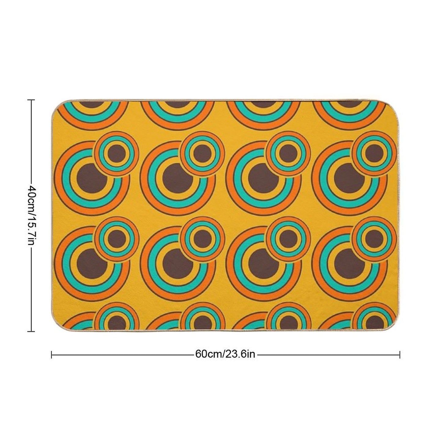 1970's Retro Circles Vintage 70s Seventies Pattern Bath Mat