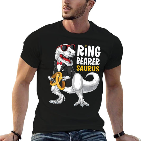 Kids Ring Bearer Saurus Shirt Tux T Rex Wedding Boys Ring Bearer T-Shirt