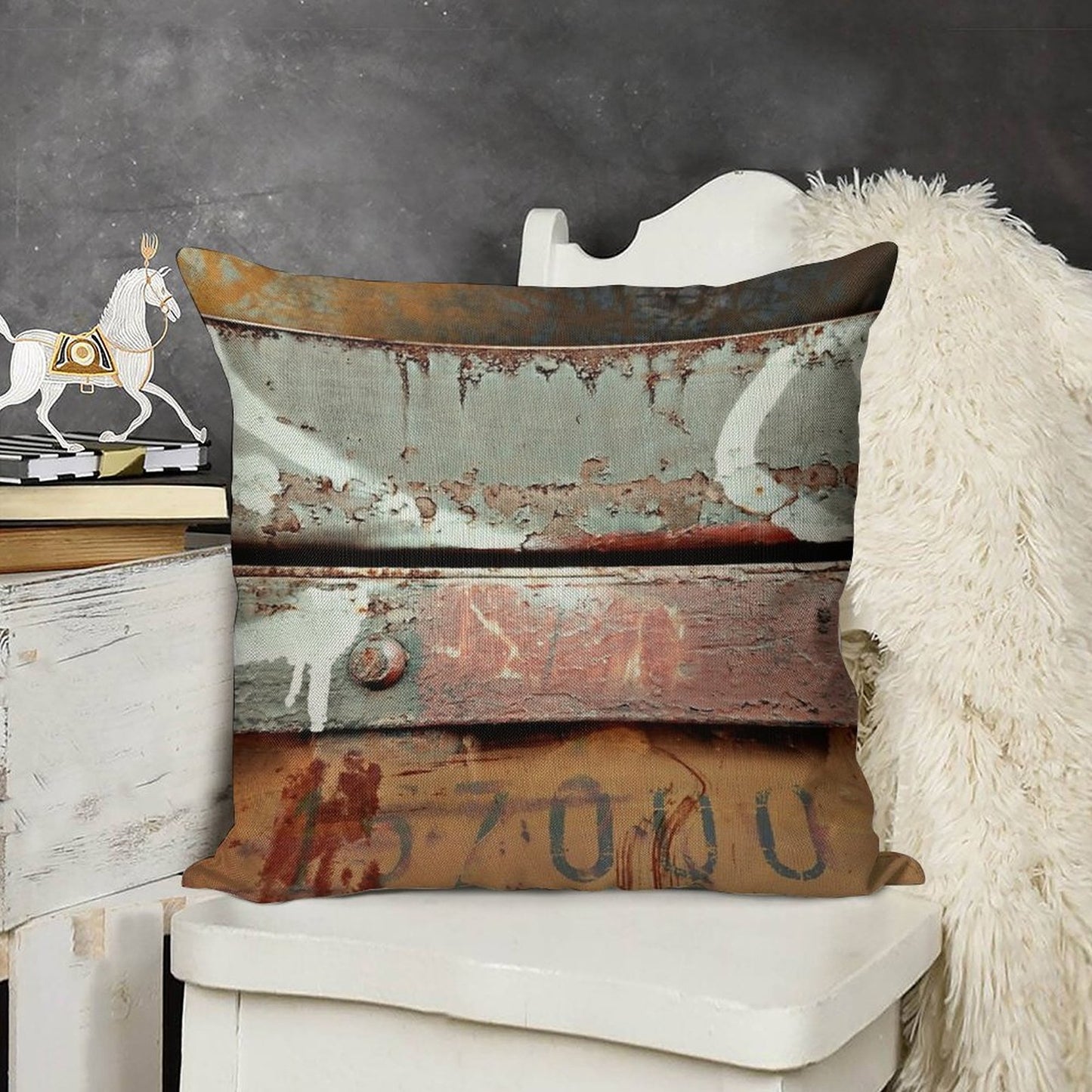 Industrial Grunge Linen Throw Pillow Cover