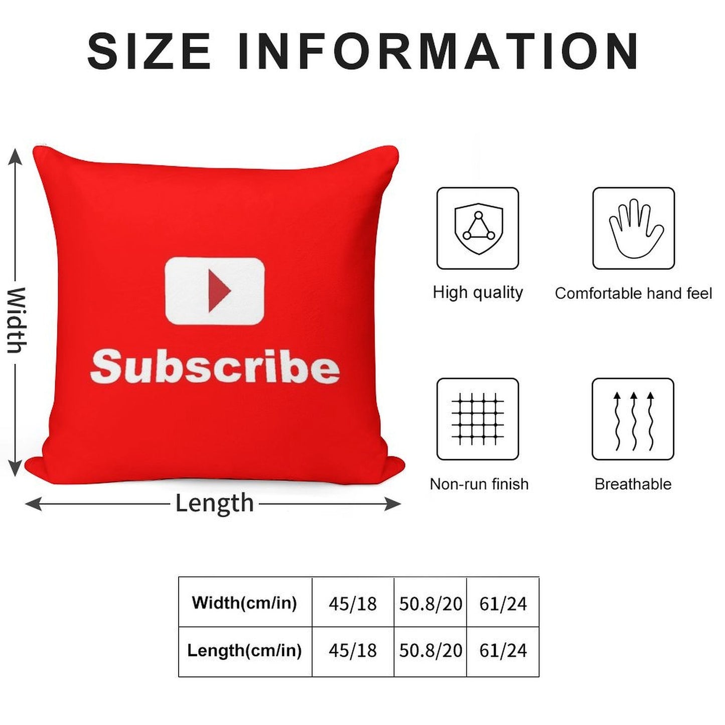Youtube Channel Subscribe Soft Reinforced Edging Throw Pillow