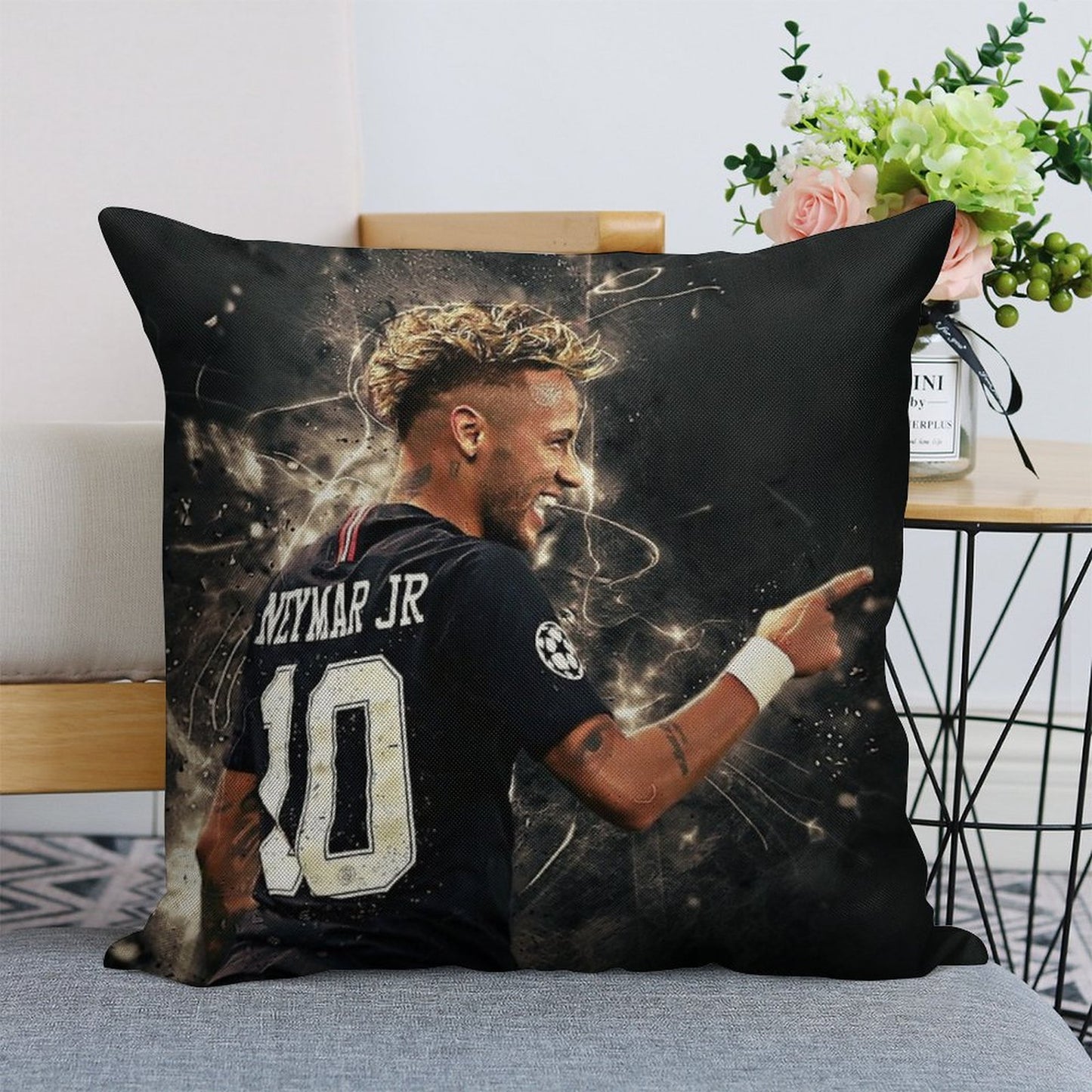 Neymar #111 Linen Throw Pillow Cover